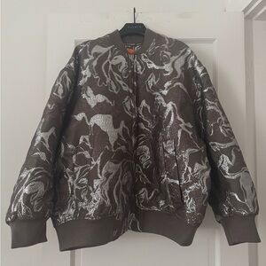 STINE GOYA Oversized metallic brocade bomber jacket